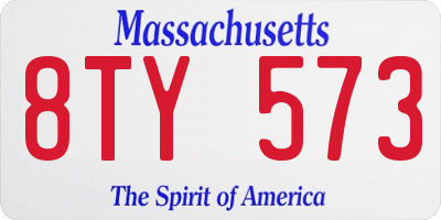 MA license plate 8TY573