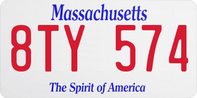 MA license plate 8TY574