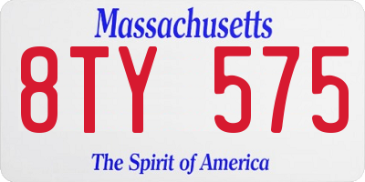 MA license plate 8TY575