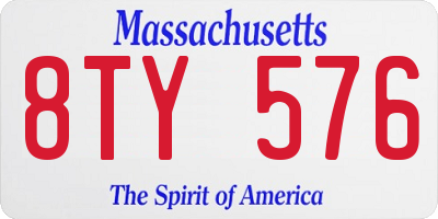 MA license plate 8TY576