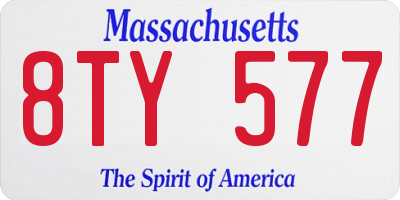 MA license plate 8TY577