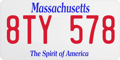 MA license plate 8TY578