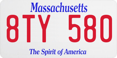 MA license plate 8TY580
