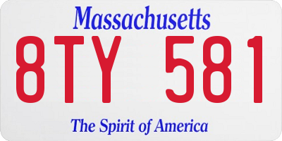 MA license plate 8TY581
