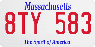 MA license plate 8TY583