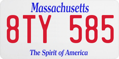 MA license plate 8TY585