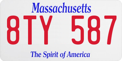 MA license plate 8TY587