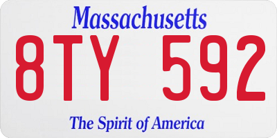 MA license plate 8TY592