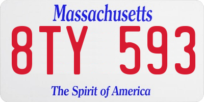 MA license plate 8TY593