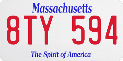MA license plate 8TY594