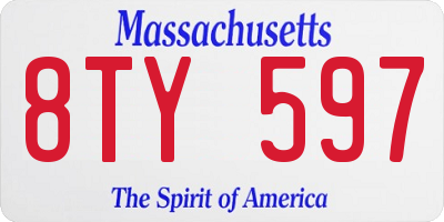 MA license plate 8TY597