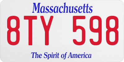 MA license plate 8TY598