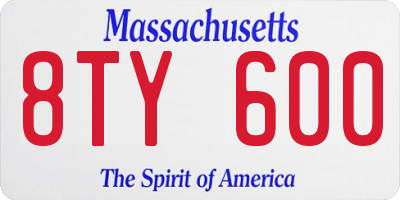 MA license plate 8TY600