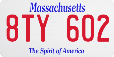 MA license plate 8TY602