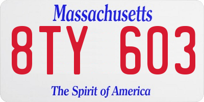 MA license plate 8TY603