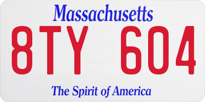 MA license plate 8TY604