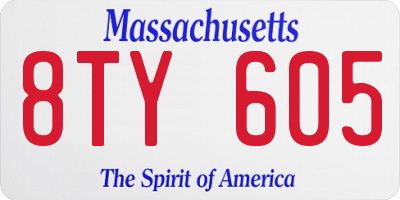 MA license plate 8TY605