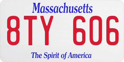 MA license plate 8TY606