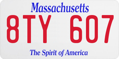 MA license plate 8TY607
