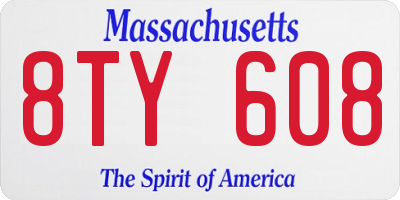 MA license plate 8TY608