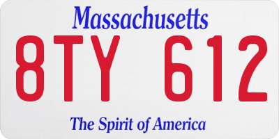 MA license plate 8TY612