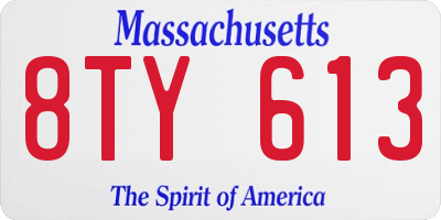 MA license plate 8TY613