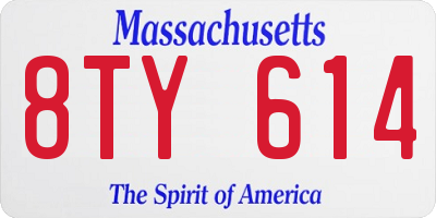 MA license plate 8TY614