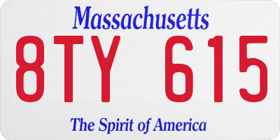 MA license plate 8TY615