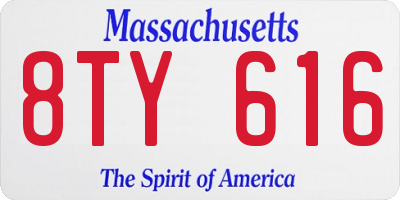 MA license plate 8TY616