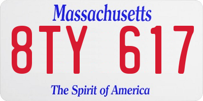 MA license plate 8TY617