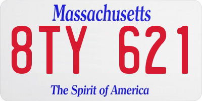 MA license plate 8TY621