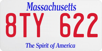 MA license plate 8TY622