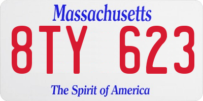 MA license plate 8TY623
