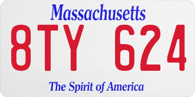MA license plate 8TY624