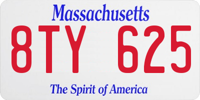 MA license plate 8TY625
