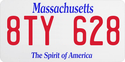 MA license plate 8TY628
