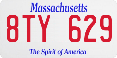 MA license plate 8TY629