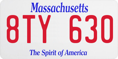 MA license plate 8TY630