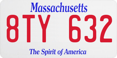 MA license plate 8TY632