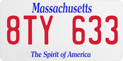 MA license plate 8TY633