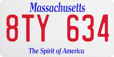MA license plate 8TY634