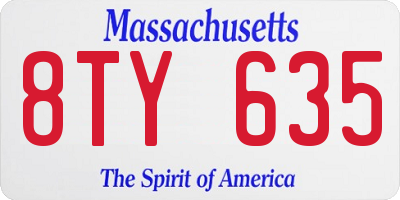 MA license plate 8TY635
