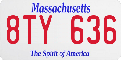MA license plate 8TY636
