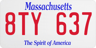 MA license plate 8TY637
