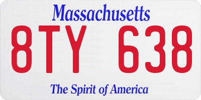 MA license plate 8TY638