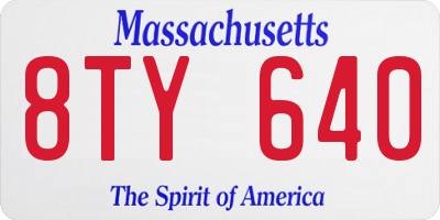 MA license plate 8TY640