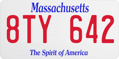 MA license plate 8TY642