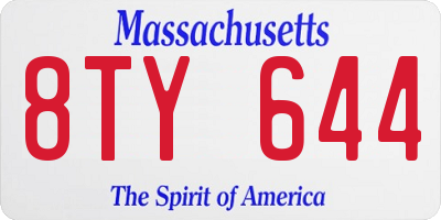 MA license plate 8TY644