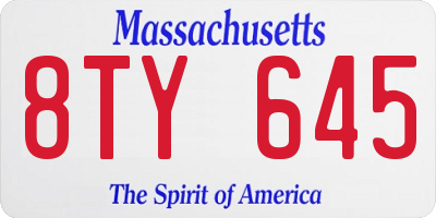 MA license plate 8TY645