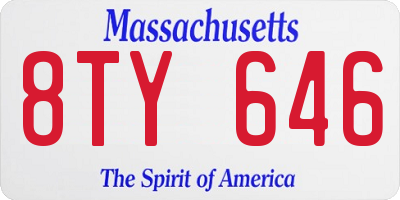 MA license plate 8TY646
